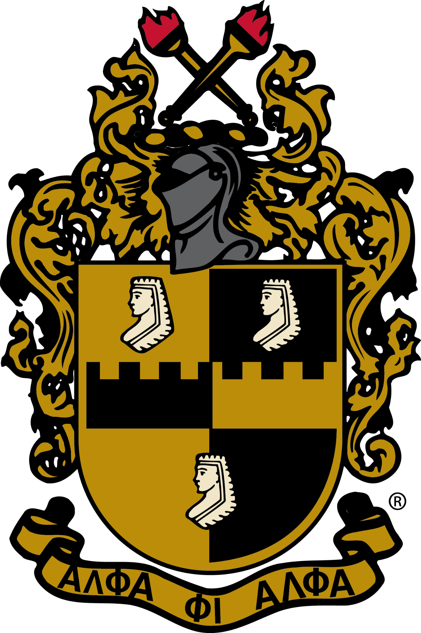 Alpha Phi Alpha crest showing colors of black and gold