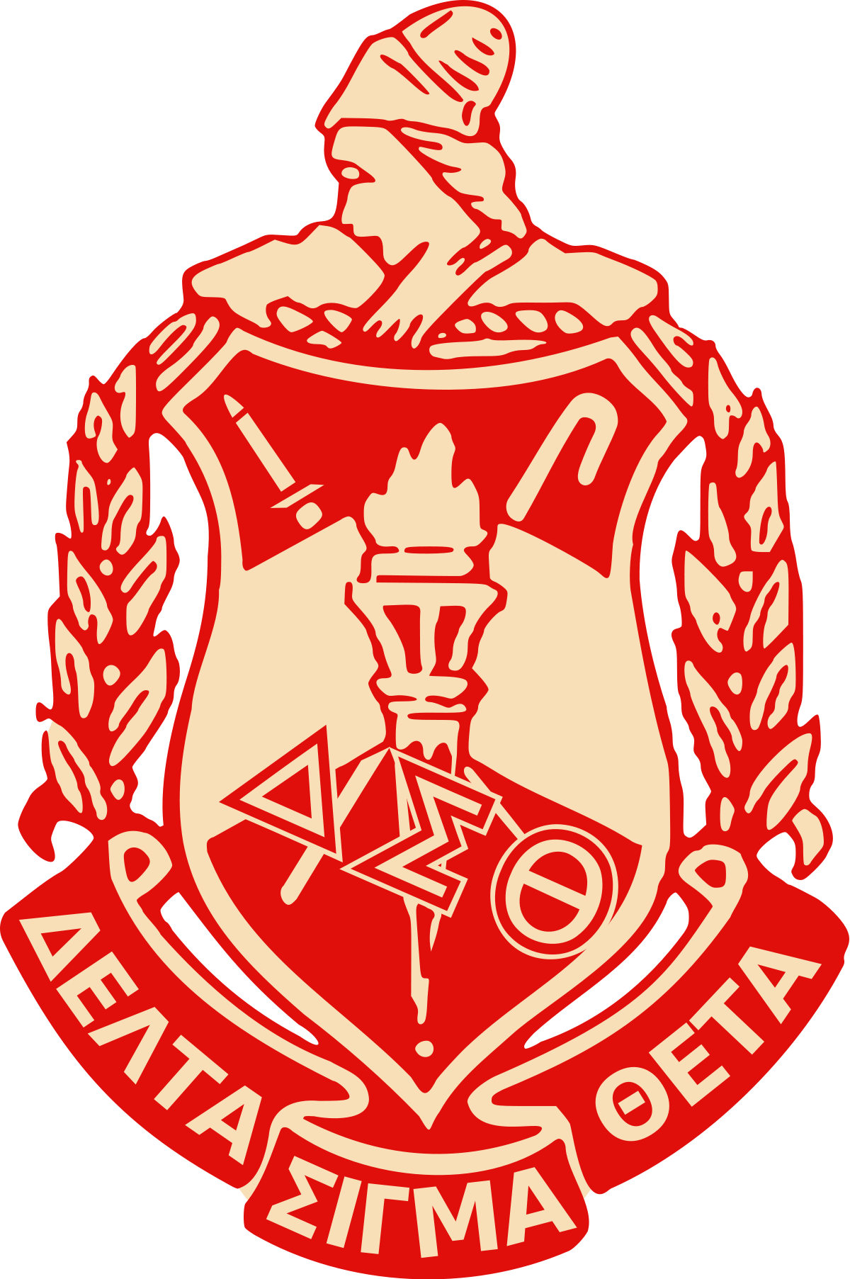 Delta Sigma Theta crest showing colors of red and white