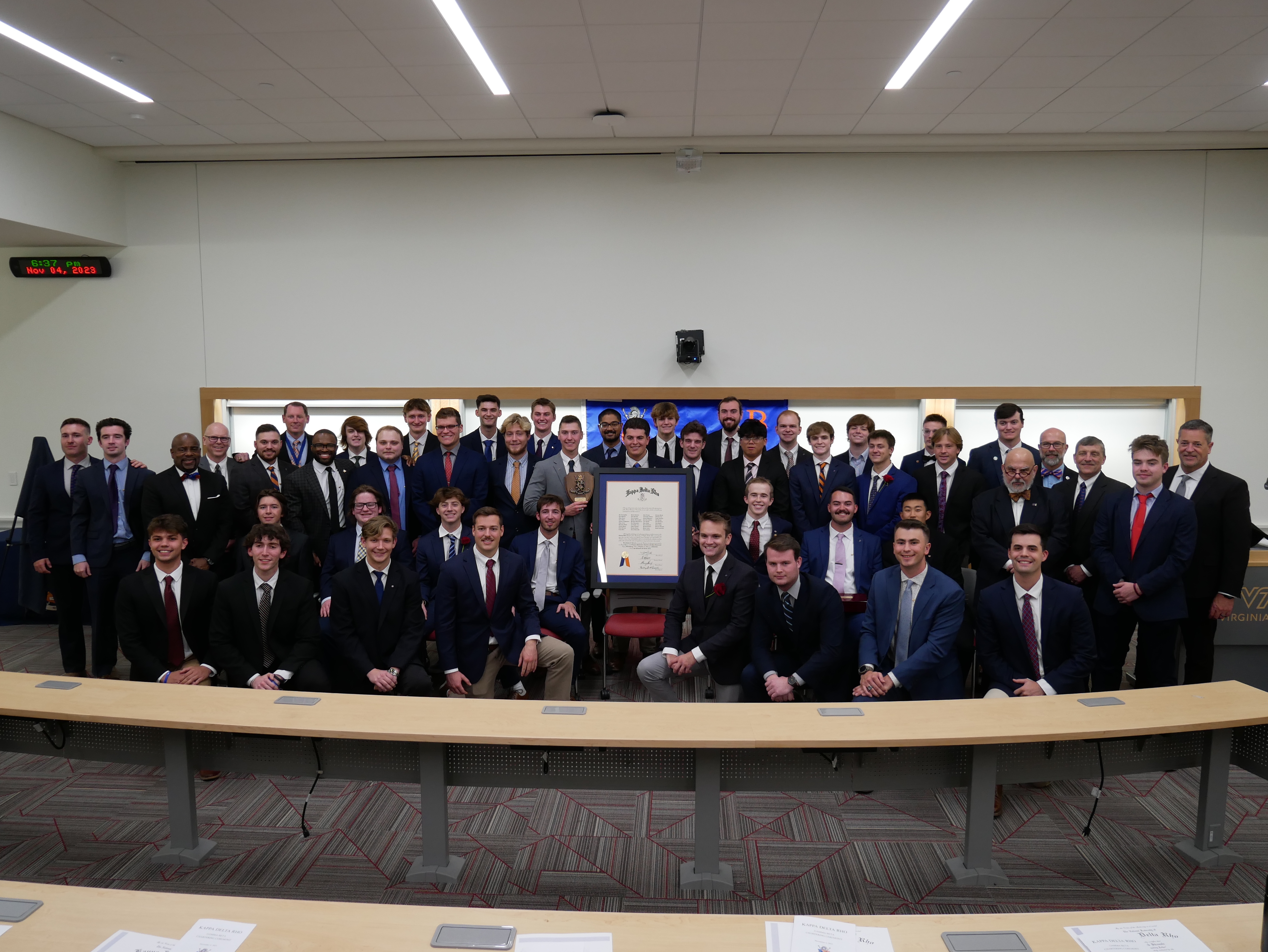Picture of 2023 Kappa Delta Rho Members at their chartering ceremony