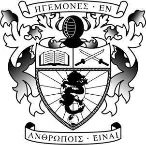 Lambda Phi Epsilon crest showing colors of black and white