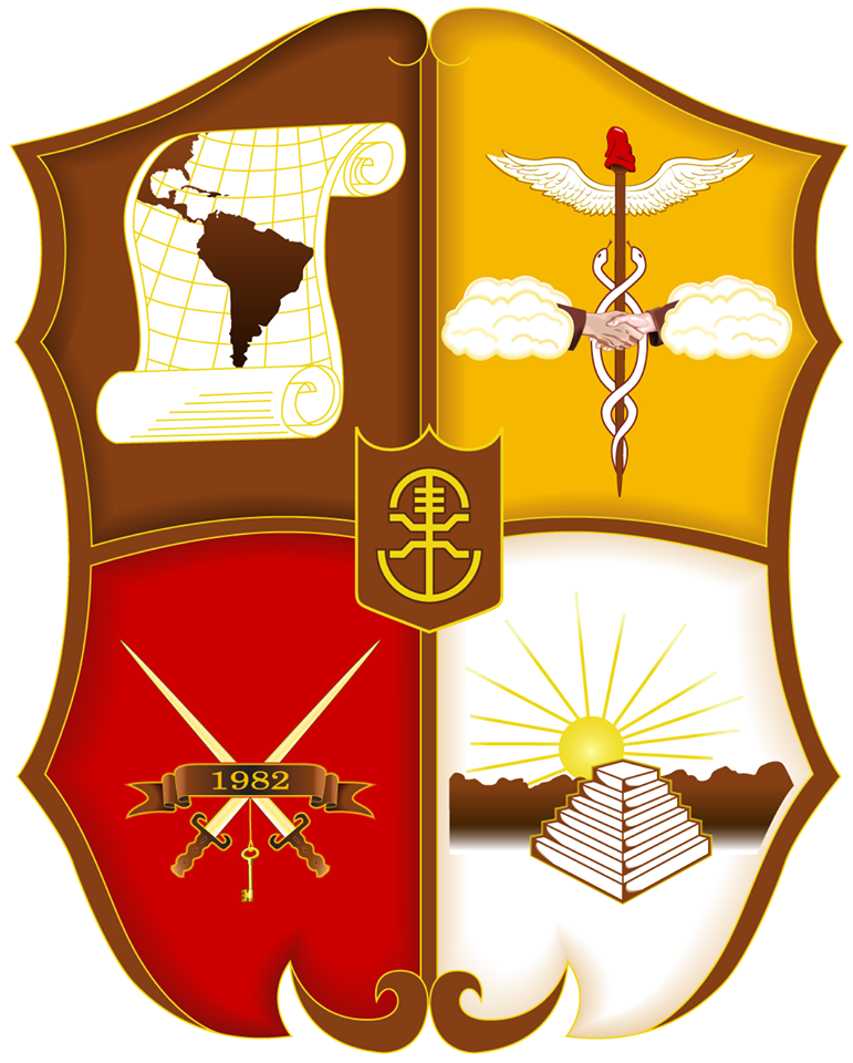 LUL crest showing colors of brown, yellow, red and white